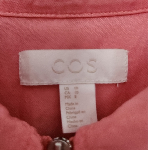 COS Zip Up Coral Shirt Dress Size 10 - Picture 6 of 6